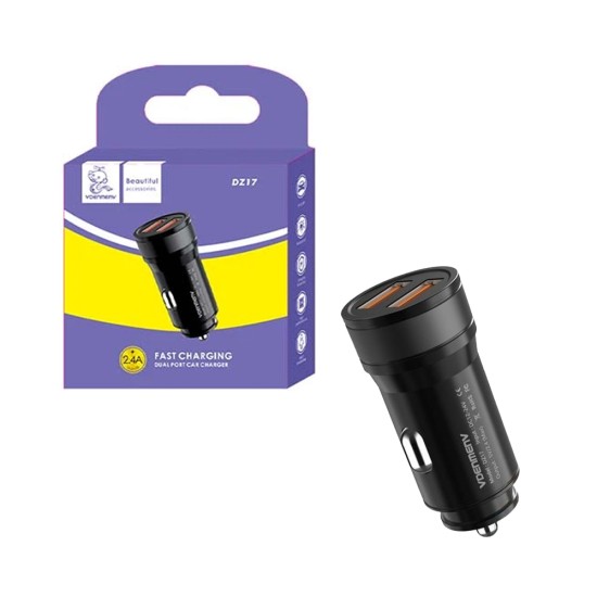 Carregador de Carro Denmen DZ17 2 Portas USB Preto